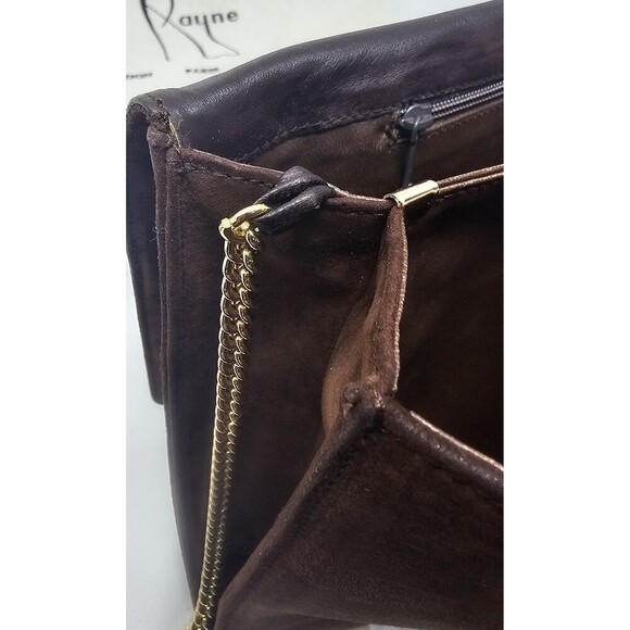 Vtg Rayne London Brown Suede Gold Chain Classic Envelope Shoulder Bag Crossbody - Picture 13 of 16